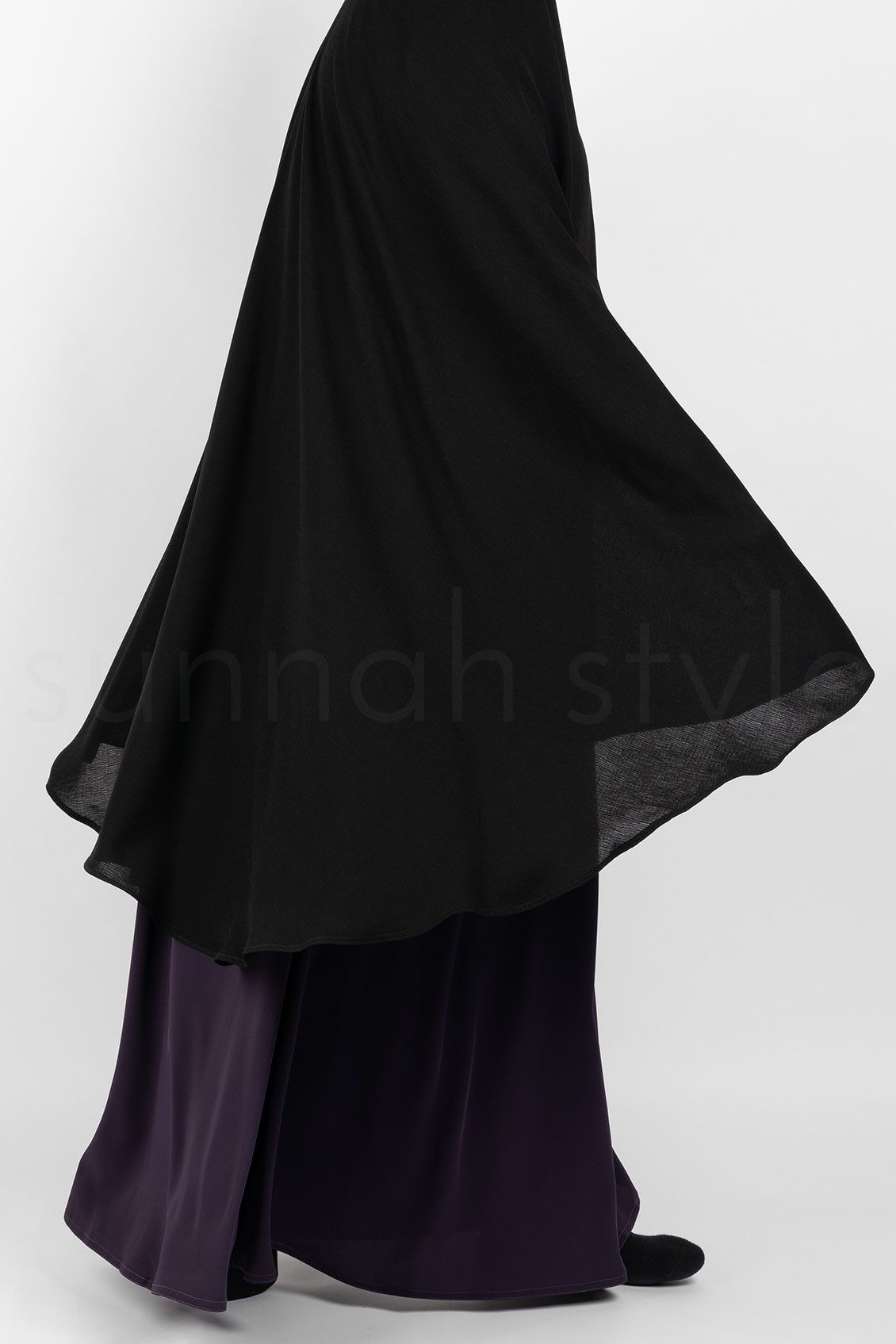 Sunnah Style Brushed Tie-Back Khimar Black